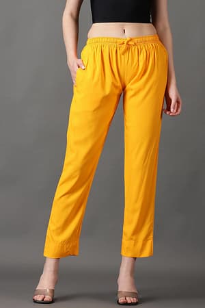 CADILA Women's Cotton Drawstring Rayon Pants