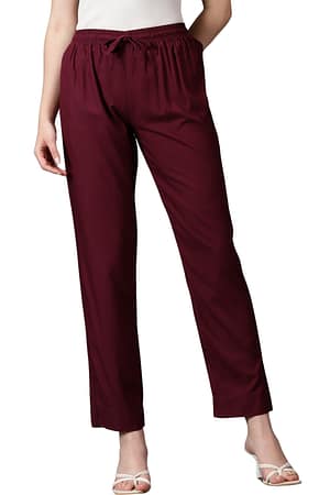CADILA Women's Cotton Drawstring Rayon Pants
