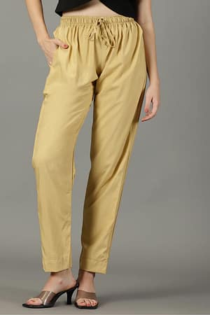 CADILA Women's Cotton Drawstring Rayon Pants