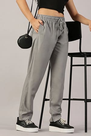 CADILA Women's Cotton Drawstring Rayon Pants
